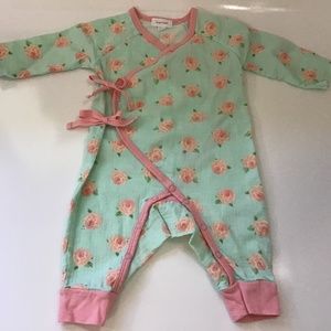 NEW Angel Dear Infant Baby Girl one piece pajamas Romper pink roses Size 3-6M